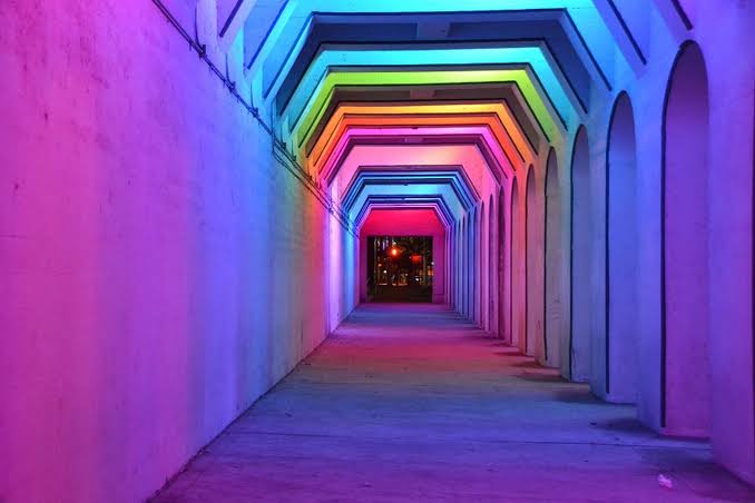 Rainbow LED Tunnel In Birmingham