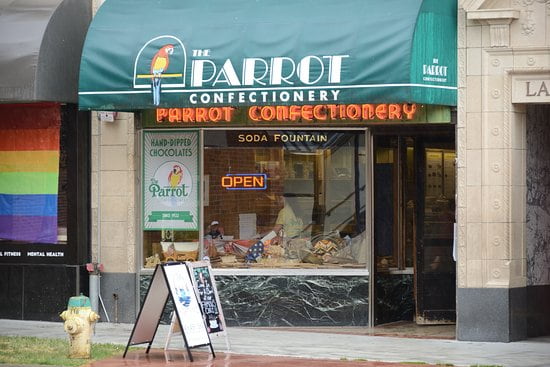 Parrot confectionery store
