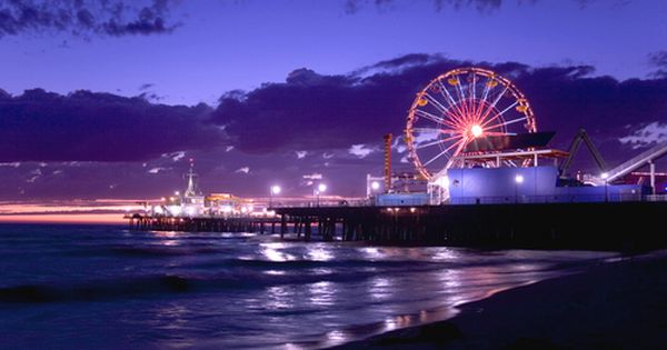 Santa Monica Beach & Pier at night